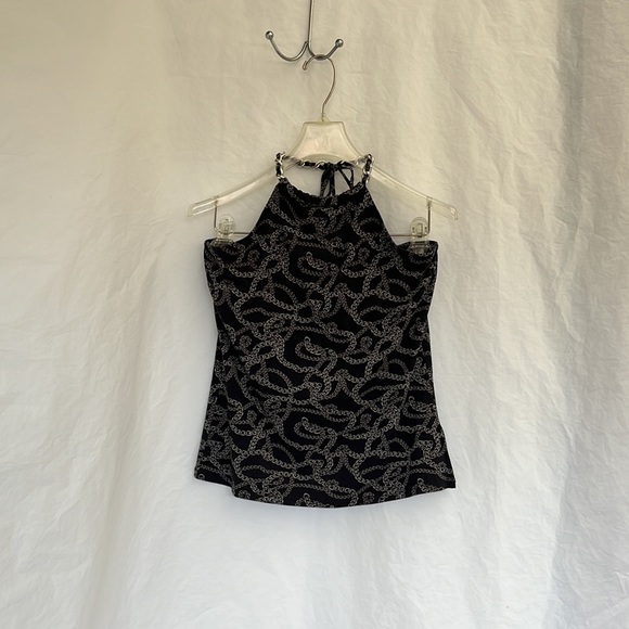Michael Kors top black with gray chain design. Ties around the neck size M - Picture 6 of 16